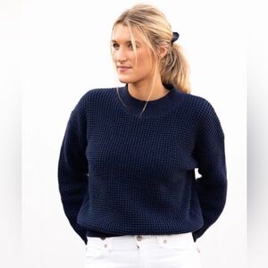 Long Wharf Supply Co Rye SeaWell Navy Sweater Wool Blend Knit Fisherman Size M